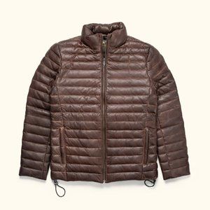 Bashwood Handmade Dark Brown Bridger Leather Down Jacket